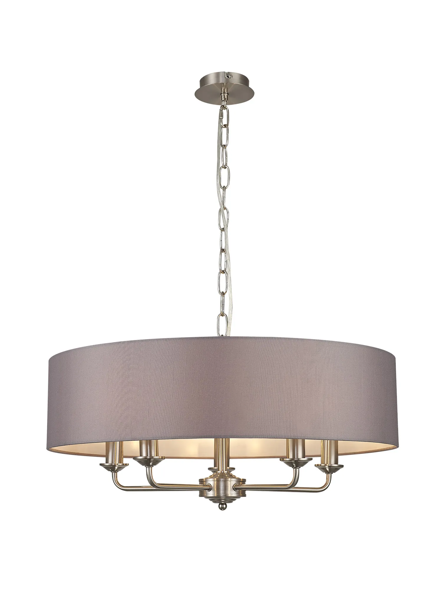 DK0057  Banyan 60cm 5 Light Pendant Satin Nickel, Grey